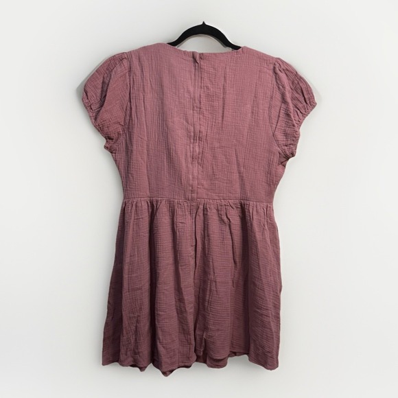 Disturbia Rosamoth Applique Trim Cotton Mini Smock Mauve Dress US10 Soft Grunge - Picture 7 of 8